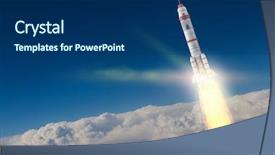  Presentation with rocket - Cool new presentation theme with rocket space ship mixed media backdrop and a navy blue colored foreground