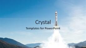  Presentation with rocket launch - Beautiful slide set featuring rocket space ship mixed media backdrop and a light blue colored foreground