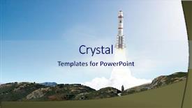  Presentation with rocket launch - Cool new theme with rocket space ship mixed media backdrop and a sky blue colored foreground