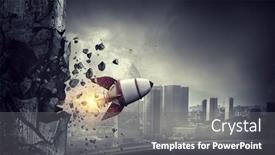  Presentation with rocket - Presentation design featuring rocket-takes-off-mixed-media background and a gray colored foreground