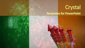  Presentation with fireworks - Slides consisting of rockets for fireworks against colourful background and a tawny brown colored foreground