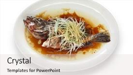  Presentation with chinese chinese - PPT theme having rockfish - steamed fish chinese style background and a light gray colored foreground