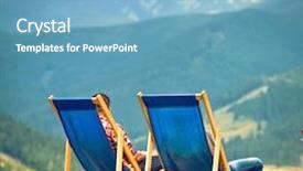  Presentation with climbing to top of mountain - PPT layouts featuring rocking chair - two blue sunbeds background and a teal colored foreground