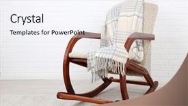  Presentation with wood floor wiht lighting - Amazing PPT layouts having rocking chair covered with plaid backdrop and a sky blue colored foreground