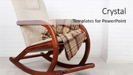  Presentation with wood floor wiht lighting - Amazing PPT theme having rocking chair covered with plaid backdrop and a white colored foreground