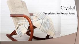  Presentation with brick wall - Cool new PPT theme with rocking chair covered with plaid backdrop and a sky blue colored foreground