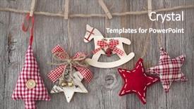 Presentation with events and decoration presentation - Presentation theme having rocking horse - christmas decoration over wooden background background and a gray colored foreground