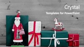  Presentation with christmas presents - Slide set with artificial green grass background pattern stock photo background and a tawny brown colored foreground