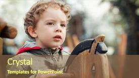  Presentation with two cute sisters playing - Audience pleasing slide set consisting of rocking horse - cute little boy playing backdrop and a tawny brown colored foreground