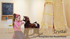  Presentation with kneeling - Colorful slide deck enhanced with rocking horse - little girl stands kneeling backdrop and a coral colored foreground