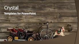  Presentation with old wood - Cool new slides with rocking horse - old antique children toys backdrop and a tawny brown colored foreground