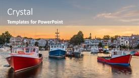  Presentation with usa - PPT theme having rockport-massachusetts-usa-downtown background and a gray colored foreground