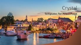  Presentation with usa - PPT theme consisting of rockport-massachusetts-usa-downtown background and a  colored foreground