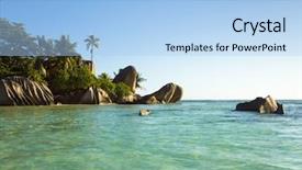  Presentation with boulder - Beautiful slide set featuring crystal rocks - anse source d'argent boulder composition backdrop and a light blue colored foreground