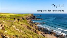  Presentation with rocks - Colorful presentation theme enhanced with rocks-and-cliffs-at-blue backdrop and a light blue colored foreground