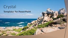  Presentation with rocks - Slide set with rocks-and-mediterranean-sea-landscape background and a light blue colored foreground