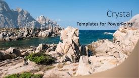  Presentation with rocks - PPT theme having rocks-and-mediterranean-sea-landscape background and a light blue colored foreground