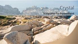  Presentation with rocks - Presentation design featuring rocks-and-mediterranean-sea-landscape background and a light blue colored foreground