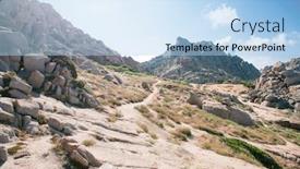  Presentation with moon - Amazing presentation design having rocks-and-mountains-landscape backdrop and a light blue colored foreground