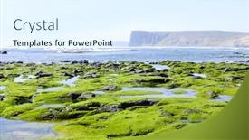  Presentation with rocks - Audience pleasing theme consisting of rocks-and-ocean-at-vale backdrop and a sky blue colored foreground