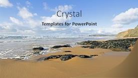  Presentation with rocks - Cool new PPT theme with rocks-and-ocean-at-vale backdrop and a light blue colored foreground