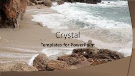  Presentation with rocks - Slide deck having rocks-and-sand background and a coral colored foreground