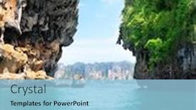  Presentation with krabi - Colorful PPT theme enhanced with rocks and sea in krabi thsiland backdrop and a light blue colored foreground