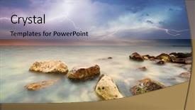  Presentation with rocks - Beautiful PPT theme featuring rocks and sea storm dramatic backdrop and a light blue colored foreground