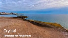  Presentation with beach rocks - Presentation design having rocks-at-topical-beach background and a tawny brown colored foreground