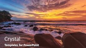  Presentation with beach rocks - Slides enhanced with rocks-at-topical-beach background and a tawny brown colored foreground