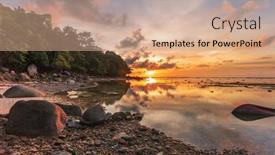  Presentation with beach rocks - Audience pleasing PPT theme consisting of rocks-at-topical-beach backdrop and a coral colored foreground