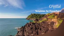  Presentation with beach rocks - Slides with rocks-at-topical-beach background and a teal colored foreground