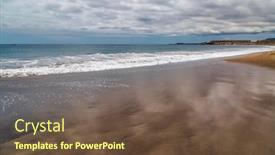  Presentation with gloomy - Beautiful presentation design featuring rocks-beach-beach-in-cloudy backdrop and a tawny brown colored foreground