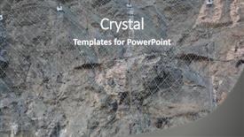  Presentation with chain link fence - PPT layouts having rocks behind chain link fence background and a gray colored foreground