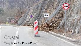  Presentation with rocks - Beautiful slides featuring rocks-blocking-the-road-due backdrop and a light gray colored foreground