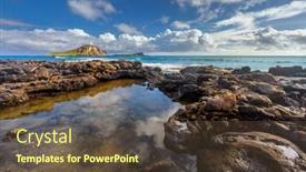 Presentation with beach rocks - Colorful PPT theme enhanced with rocks-close-to-macapuu-beach backdrop and a tawny brown colored foreground