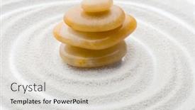  Presentation with equilibrium - Slides featuring rocks in equilibrium with sand forming circles background background and a light gray colored foreground