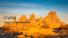  Presentation with joshua tree national park - PPT theme consisting of rocks in joshua tree national background and a gold colored foreground