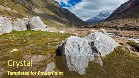  Presentation with himachal pradesh - Audience pleasing PPT theme consisting of rocks-in-lahaul-valley backdrop and a tawny brown colored foreground