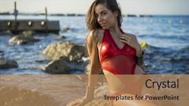  Presentation with waves red - Amazing presentation design having  backdrop and a  colored foreground