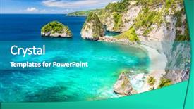  Presentation with paradise island - Cool new slide deck with rocks nobody nusa penida indonesia backdrop and a teal colored foreground
