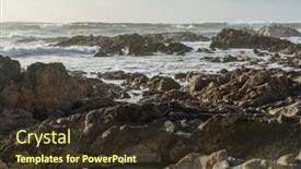  Presentation with beach rocks - Theme with rocks-of-atlantic-ocean-seen background and a tawny brown colored foreground