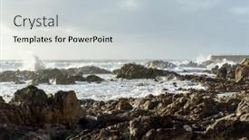  Presentation with beach rocks - Slides having rocks-of-atlantic-ocean-seen background and a light gray colored foreground
