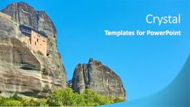  Presentation with rocks - Slide set consisting of rocks-of-meteora-with-agios background and a cyan colored foreground