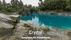  Presentation with blue water - PPT layouts consisting of rocks of the hokitika gorge background and a gray colored foreground