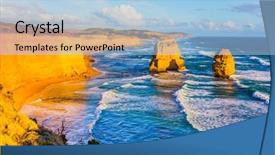  Presentation with tourism australia - Amazing presentation theme having rocks of the twelve apostles backdrop and a light blue colored foreground