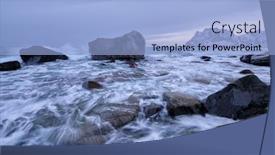  Presentation with beach rocks - Colorful slide deck enhanced with rocks-on-beach-of-fjord backdrop and a light blue colored foreground