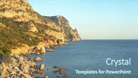  Presentation with rocks and stones - Presentation design consisting of rocks on sea shore crimea background and a ocean colored foreground