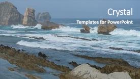 Presentation with beach rocks - Slide set consisting of rocks on the beach dramatic background and a teal colored foreground