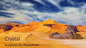  Presentation with sand dunes - PPT layouts having positive boy with straight hands hangs on rope of playground outside on blue sky background in summer background and a gray colored foreground